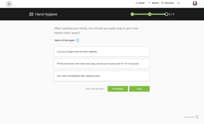 Screenshot of hand hygiene content in Axonify
