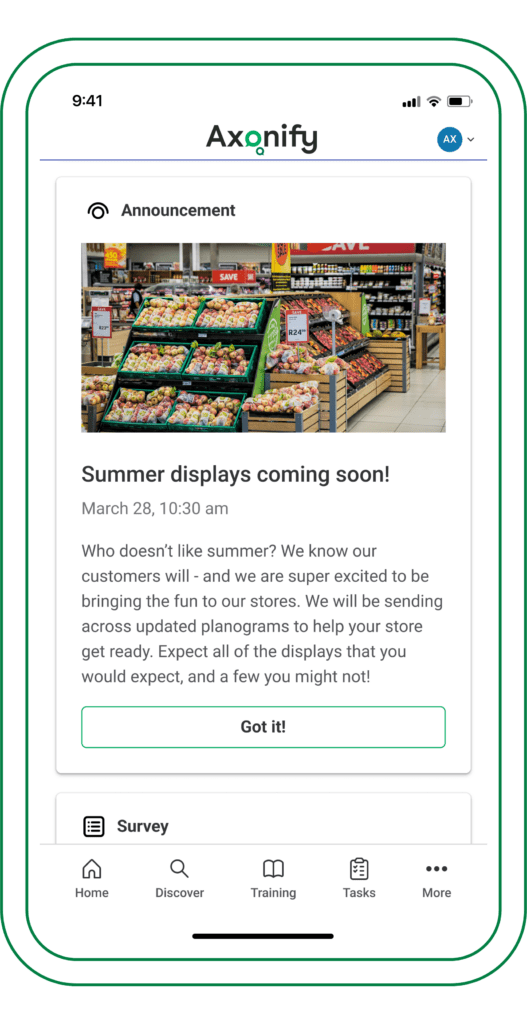 Axonify Announcement Home Screenshot